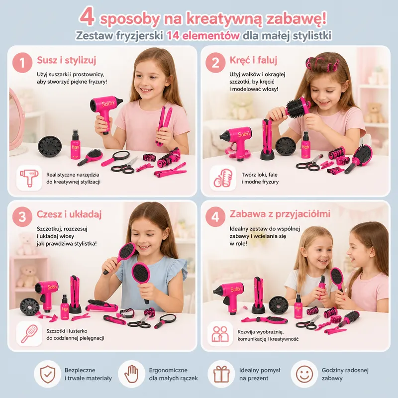 Комплект фризьорски салон за игра, 14 части — снимка 3