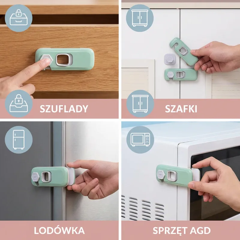 Детски защитни блокировки за шкафове и чекмеджета, 2 броя — снимка 3