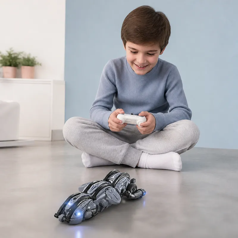 Каскадьорска кола с дистанционно, въртене 360° и LED светлини — снимка 6
