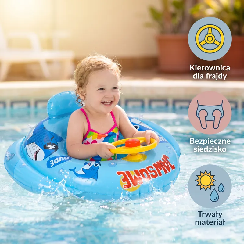 Плувен пояс Baby Shark с волан за малки деца — снимка 4