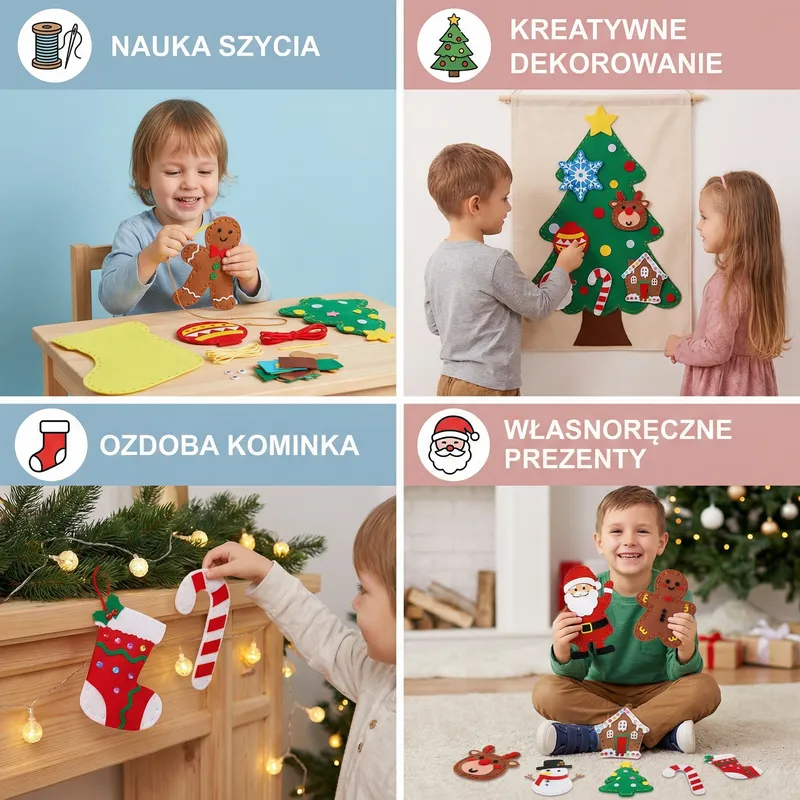Безопасен коледен комплект от филц за шиене — снимка 2