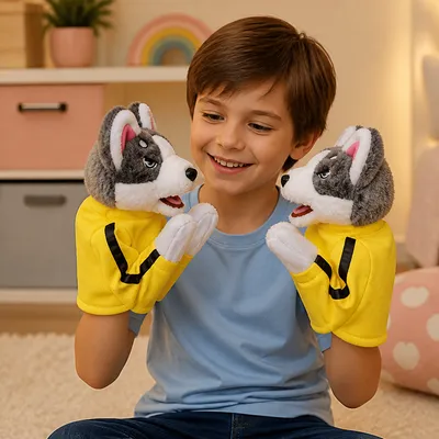 Забавна играчка боксиращо се куче хъски
