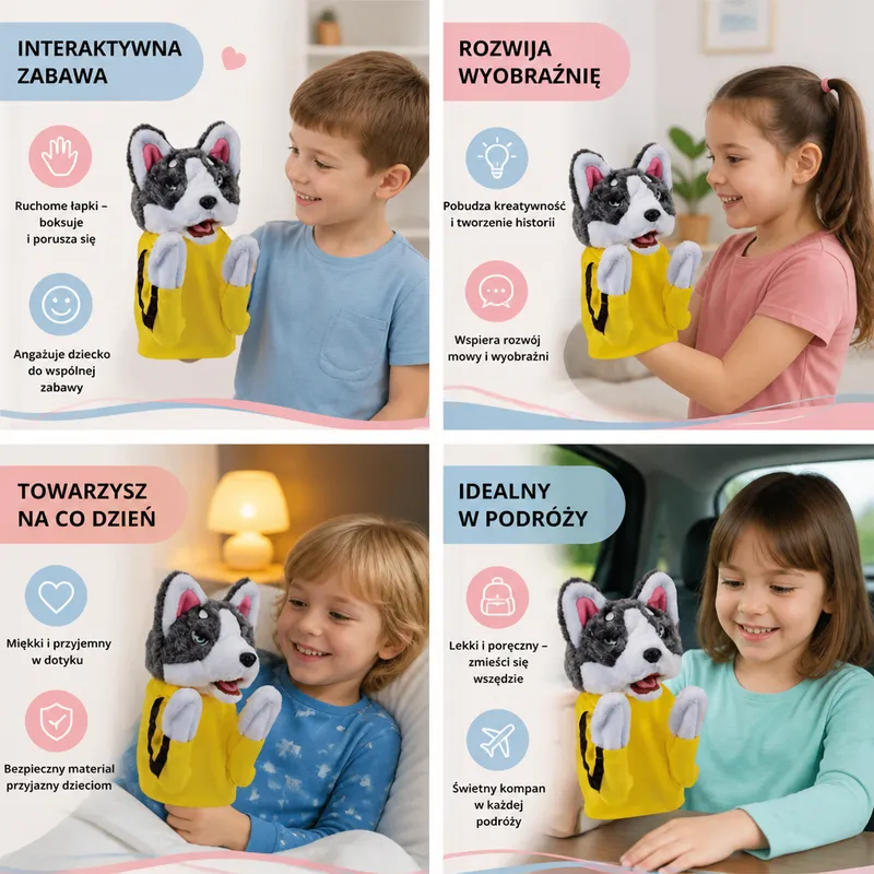 Забавна играчка боксиращо се куче хъски — снимка 3
