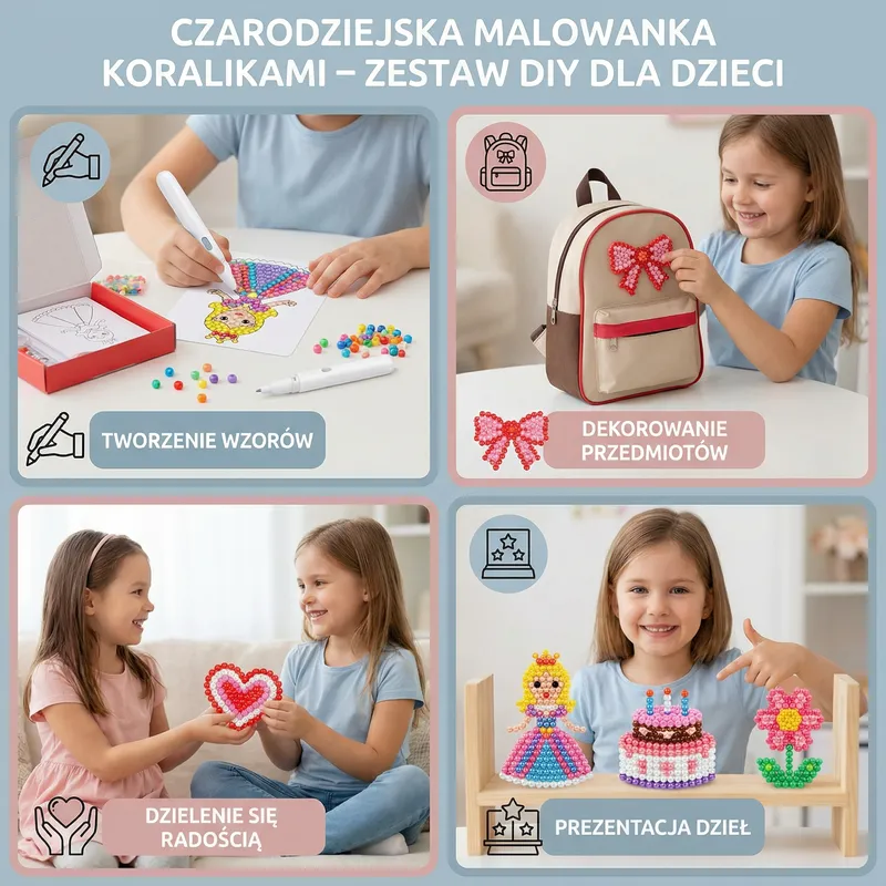 Вълшебна рисунка с мъниста, творчески комплект за деца — снимка 3