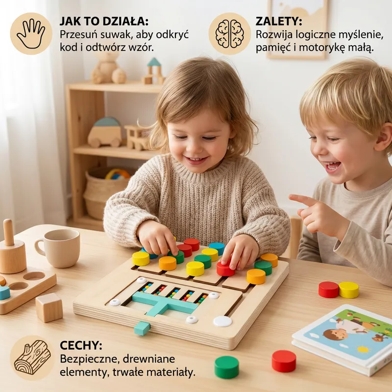 Дървена игра Монтесори с четири цвята за деца — снимка 2