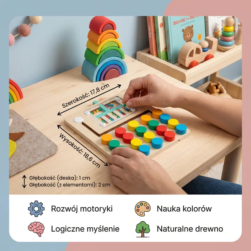 Дървена игра Монтесори с четири цвята за деца — снимка 4