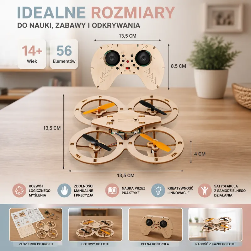 Дървен комплект DIY за сглобяване на RC квадрокоптер — снимка 5