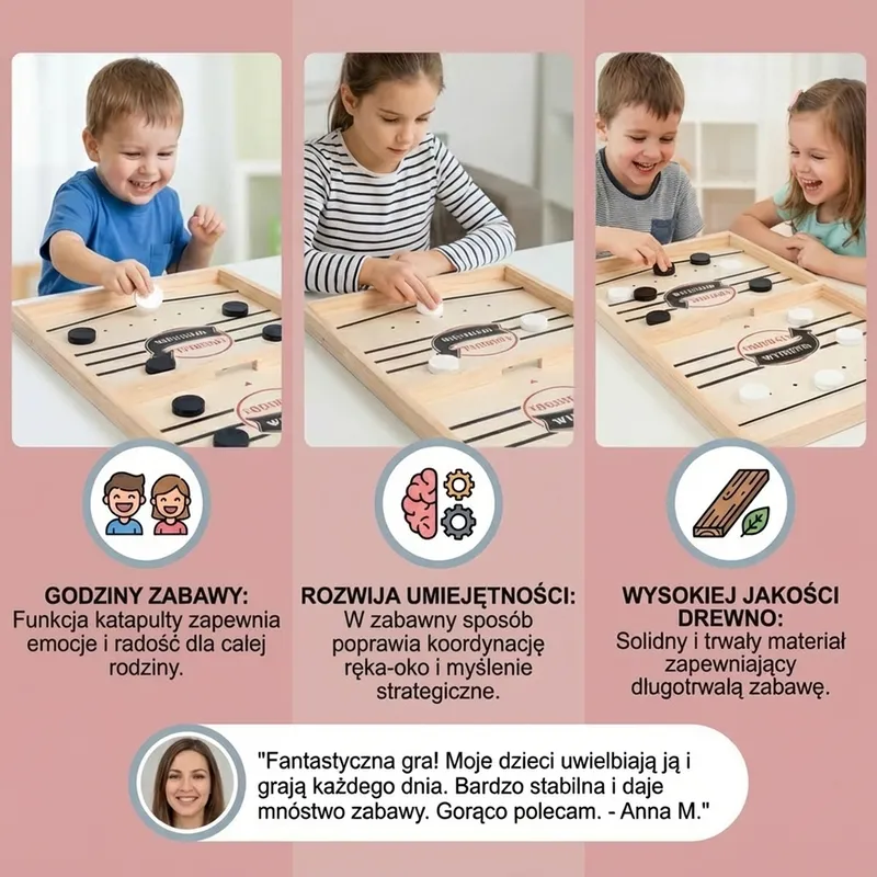 Дървена настолна игра шах с катапулт за деца — снимка 4
