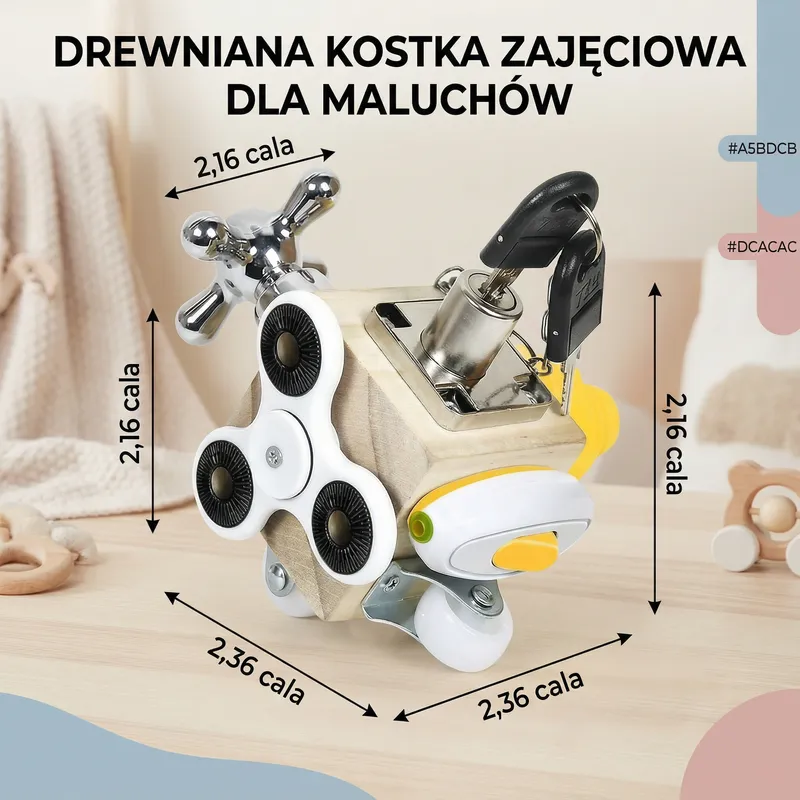 Дървен активити куб за фина моторика и сетивна игра — снимка 2