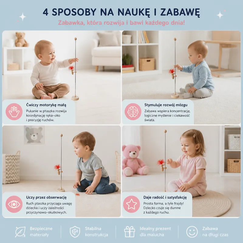 Дървена образователна играчка кълвач за деца — снимка 4