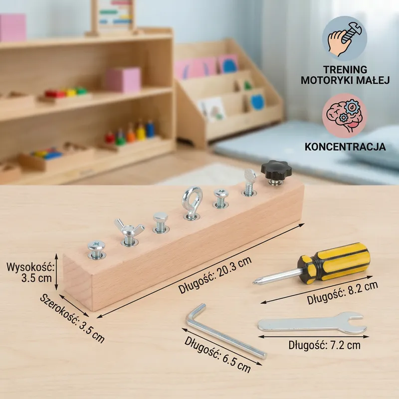 Дървена играчка Монтесори за завинтване, фина моторика — снимка 4