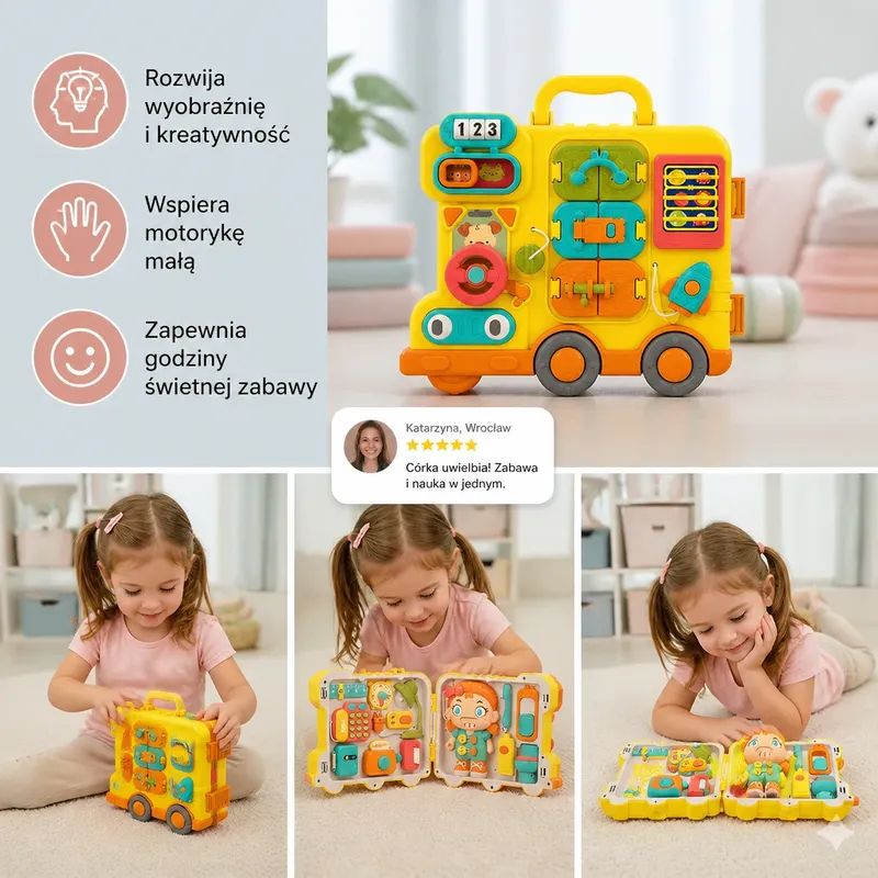 Детска дъска за игра автобус със занимания и кукла — снимка 3