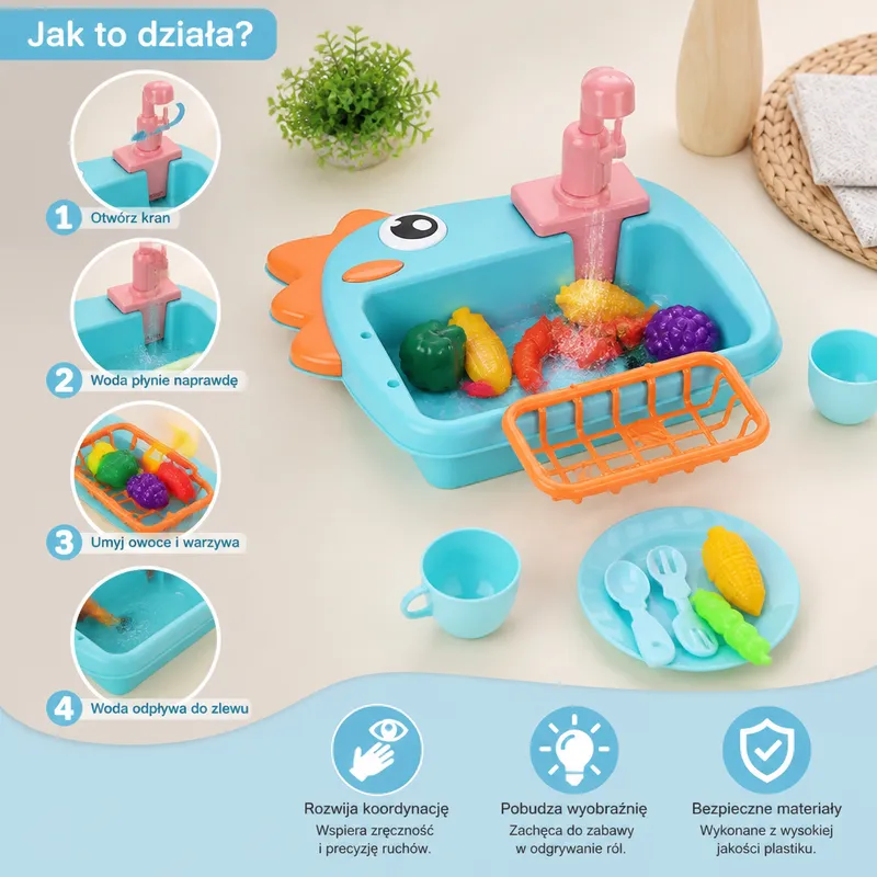 Детска мивка за игра с течаща вода и мотив динозавър — снимка 2