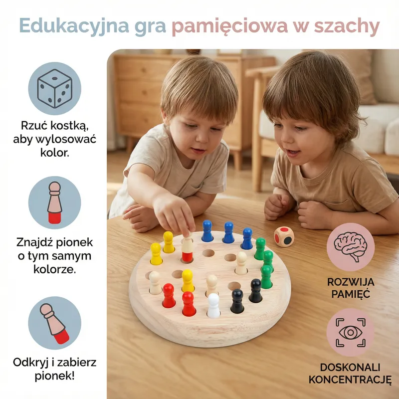 Образователна игра за памет с шахматни фигури — снимка 2