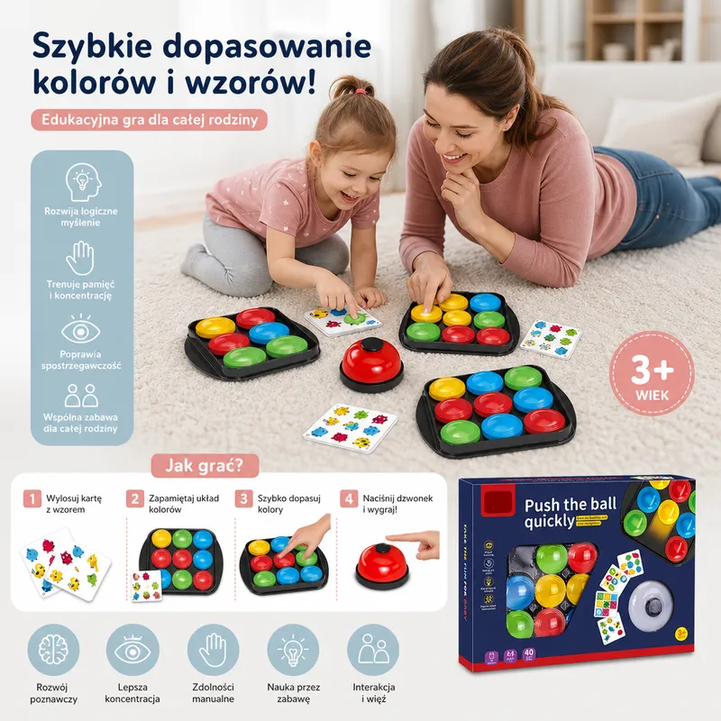 Образователна семейна игра за напасване на цветни шарки — снимка 2