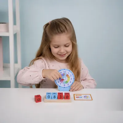 Образователна играчка Монтесори за учене на часовник