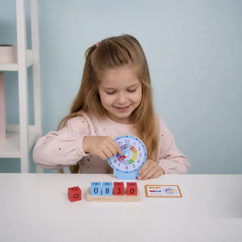 Образователна играчка Монтесори за учене на часовник