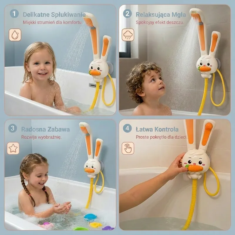 Играчка душ за бебета зайче с глава морков — снимка 3