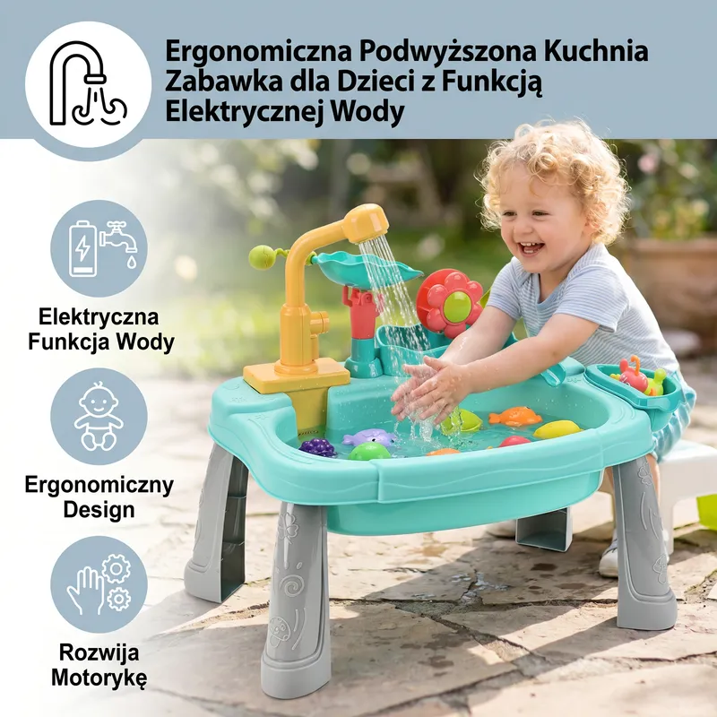 Ергономична висока детска кухня с електрическа вода — снимка 4