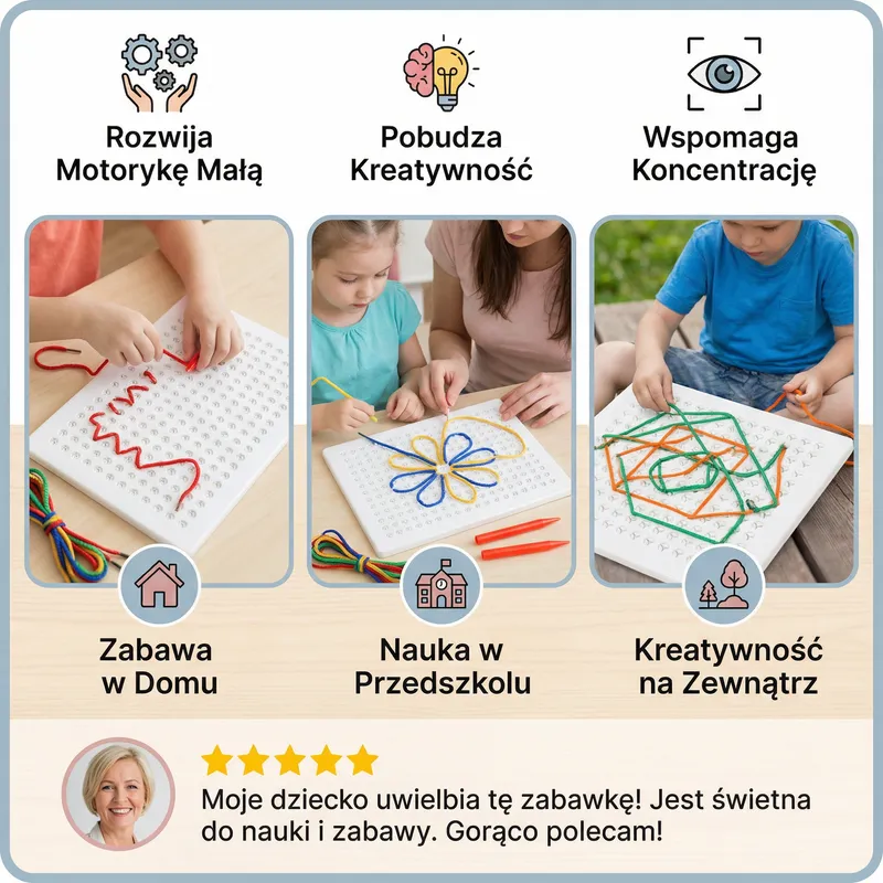 Дъска за нанизване с връзка, играчка за фина моторика — снимка 3