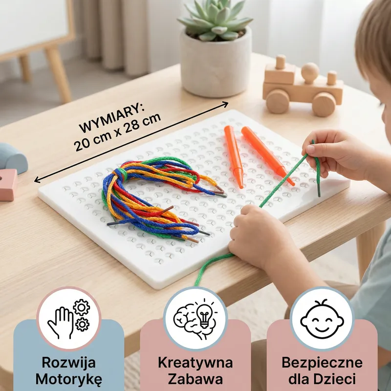 Дъска за нанизване с връзка, играчка за фина моторика — снимка 5