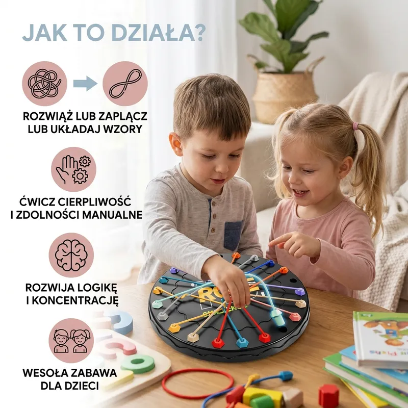 Логическа игра с въже и възли, стратегическа за деца — снимка 2