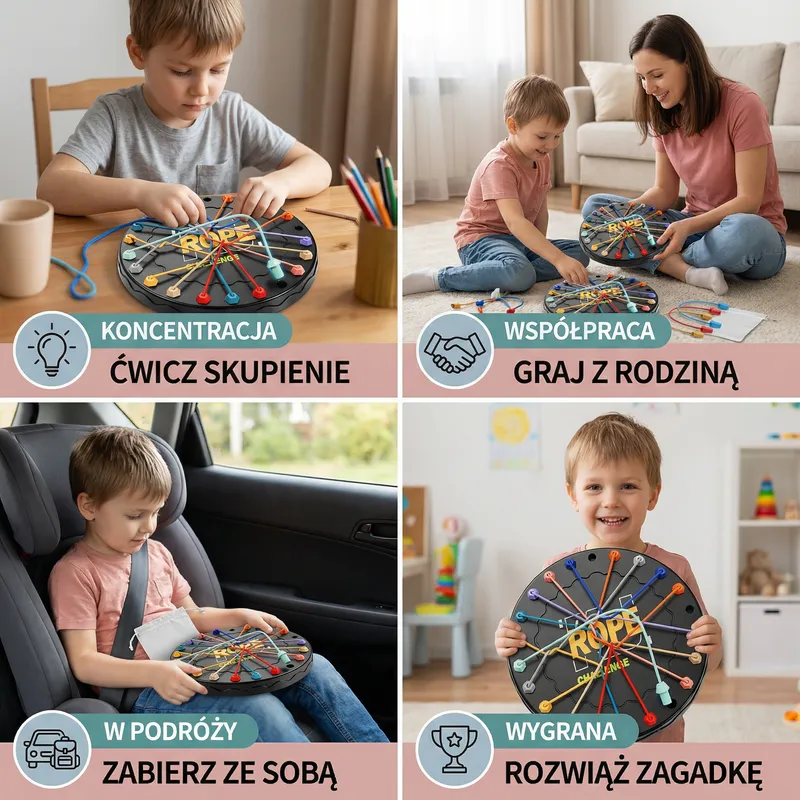 Логическа игра с въже и възли, стратегическа за деца — снимка 3