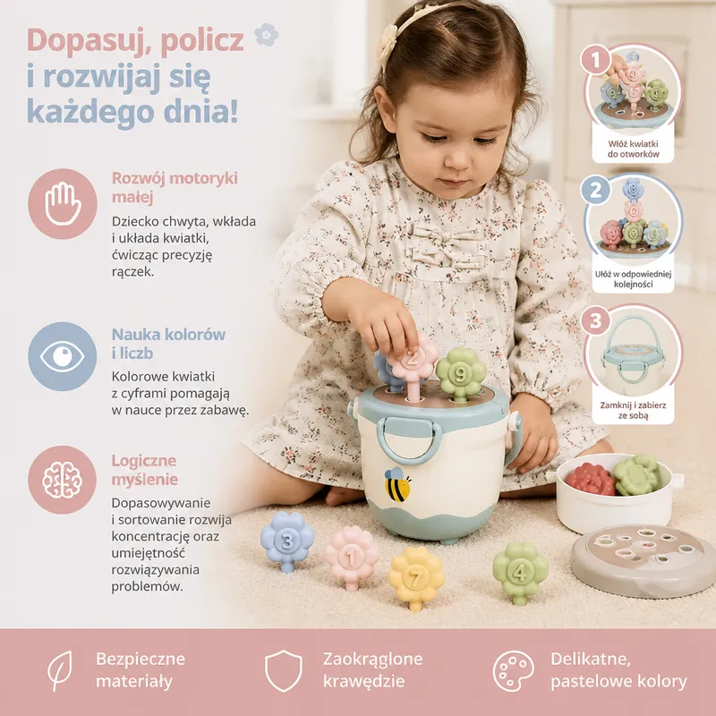 Игра Монтесори със саксия за цветове и числа — снимка 2