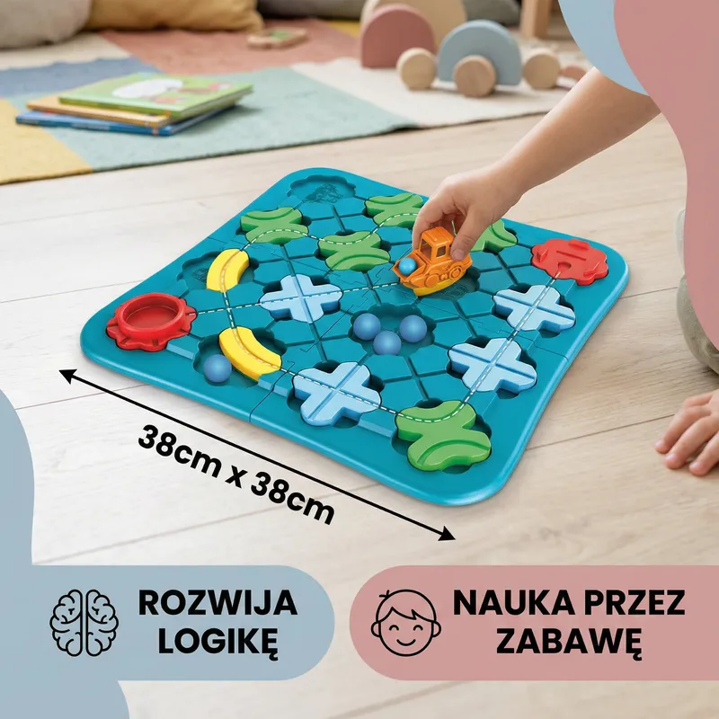 Игра лабиринт с пътни писти, топчета и количка — снимка 2