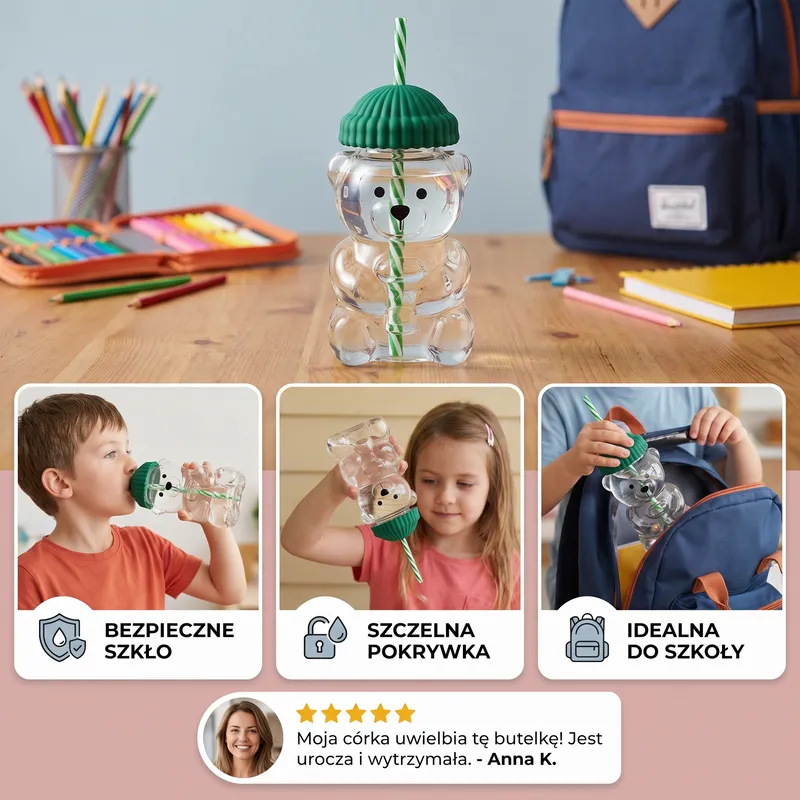 Бутилка за вода за деца HoneyBear — снимка 3