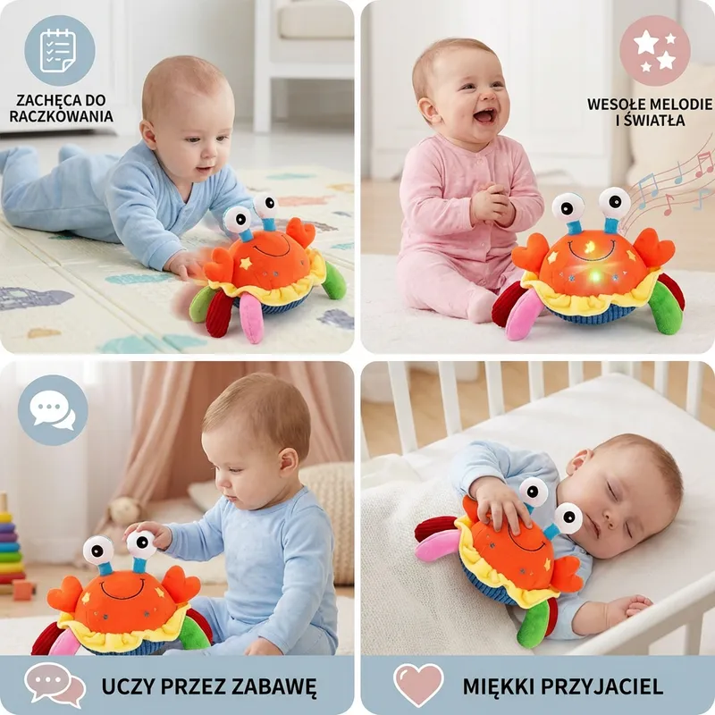 Музикално ракче с движение и звуци, играчка за бебета — снимка 3