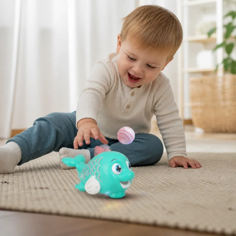 Плаваща играчка рибка с топче, светлина и музика — снимка 6