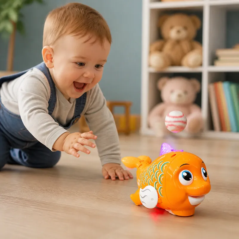 Плаваща играчка рибка с топче, светлина и музика — снимка 7