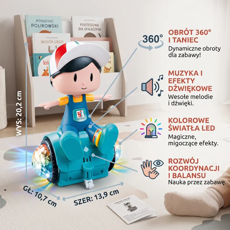 Танцуваща балансираща играчка 360° със светлини и музика — снимка 5
