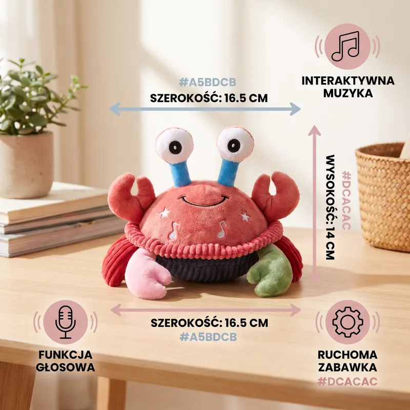 Музикален рак с гласова функция, движеща се играчка за бебета — снимка 5