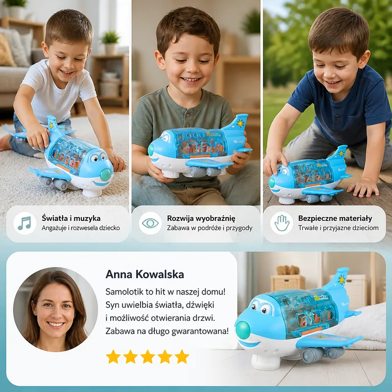 Играчка самолет със светлини и музика — снимка 3