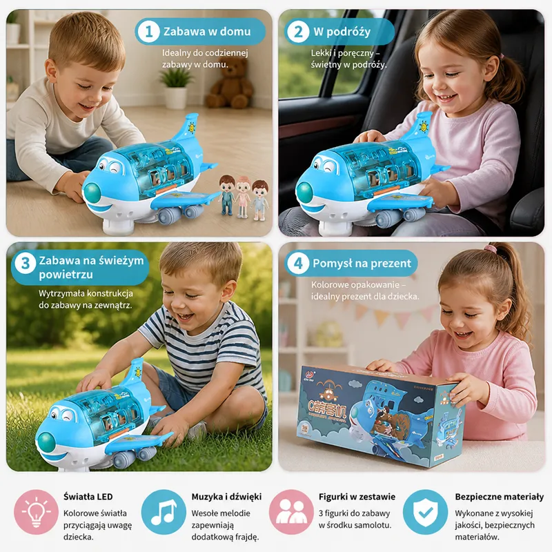 Играчка самолет със светлини и музика — снимка 4