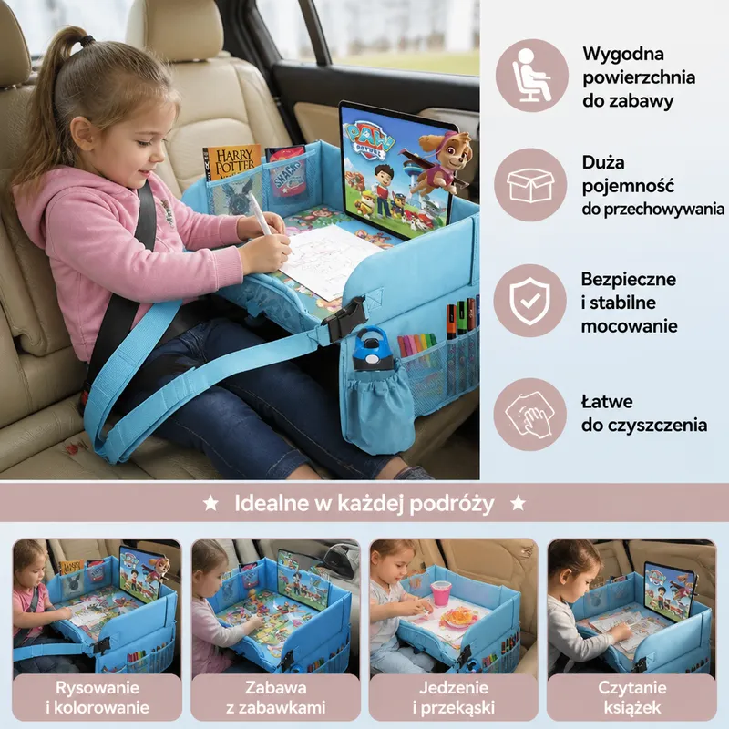 Детска табла за кола с джобове и повърхност за игра — снимка 2
