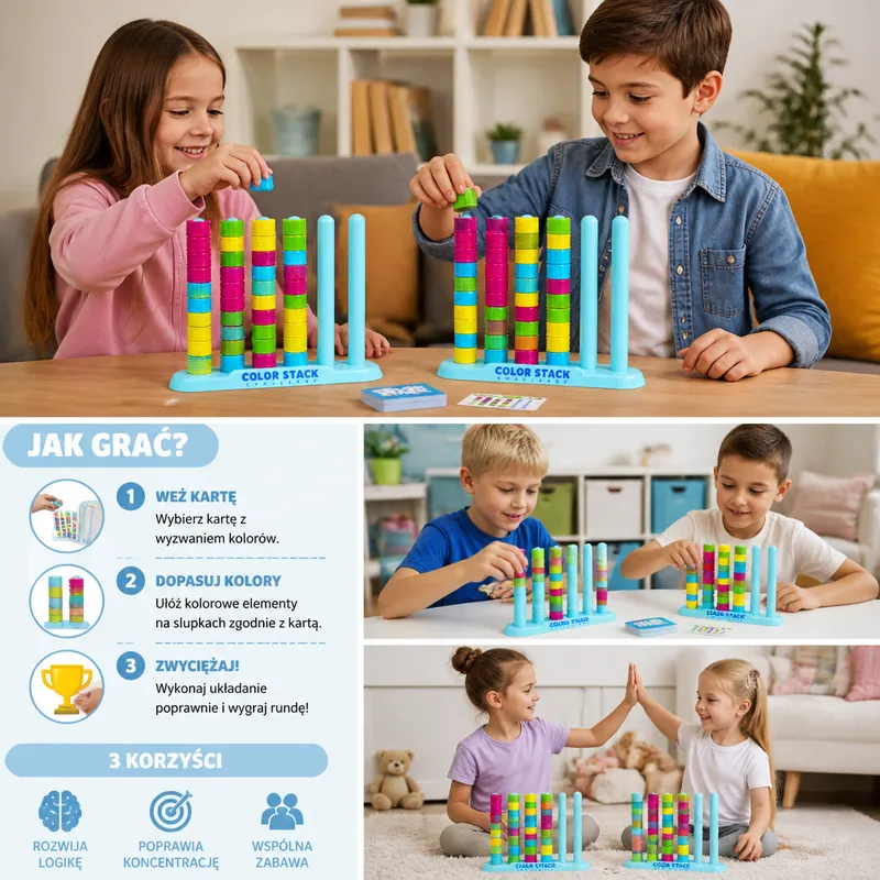 Динамична семейна игра за подреждане и напасване на цветове — снимка 4