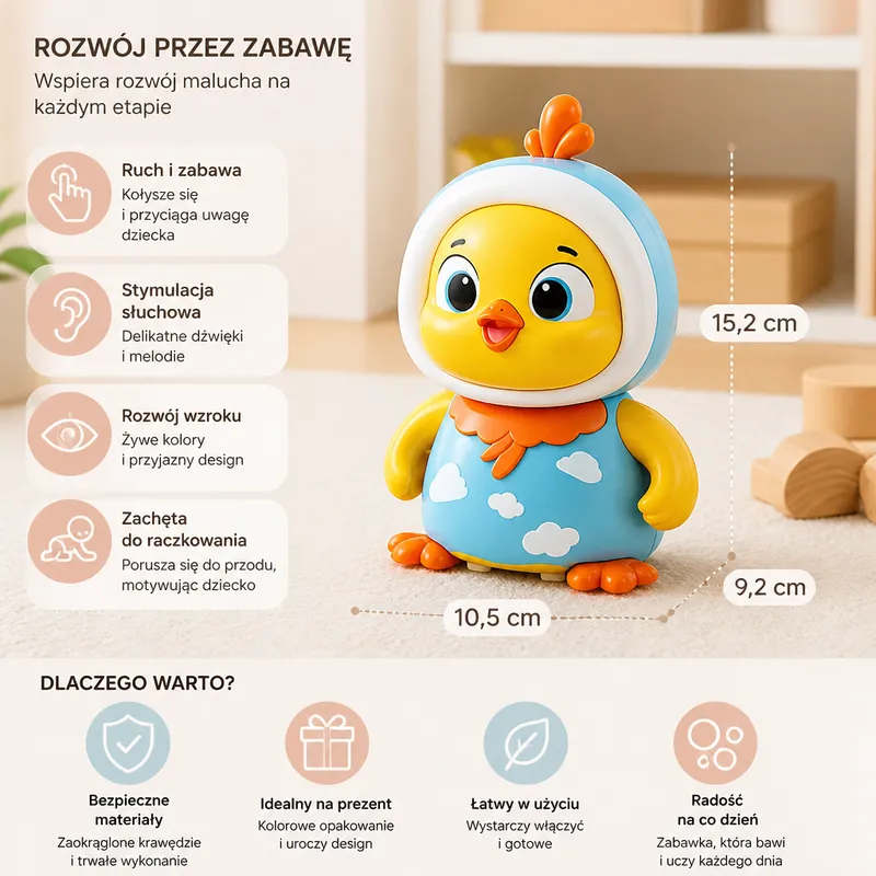 Люлееща се играчка пиленце за лежане по коремче — снимка 5