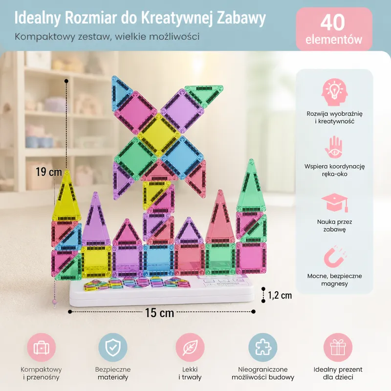 Магнитни блокчета 40 части, компактен пътен комплект — снимка 5