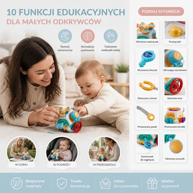 Образователен куб за бебета с 10 функции Монтесори — снимка 2
