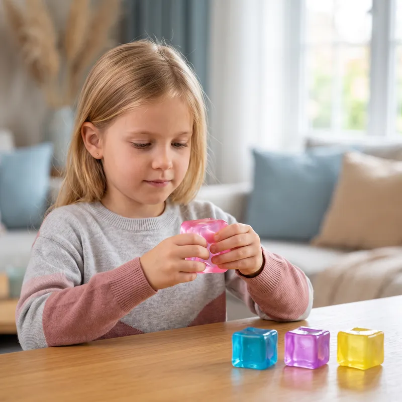 Кубче squishy, мека желирана сензорна fidget играчка