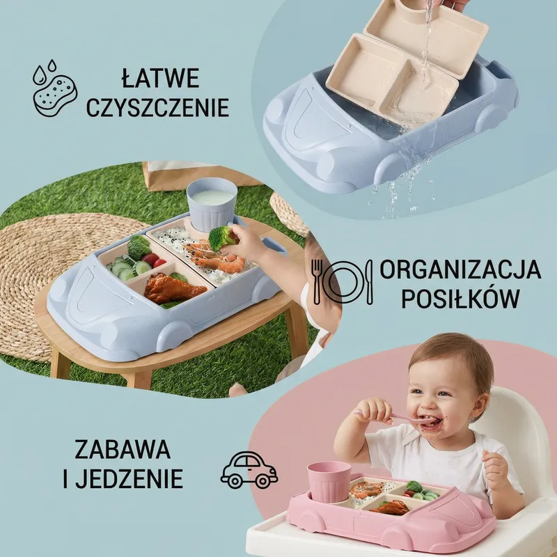 Кутия за храна кола с отделения и чашка за деца — снимка 2