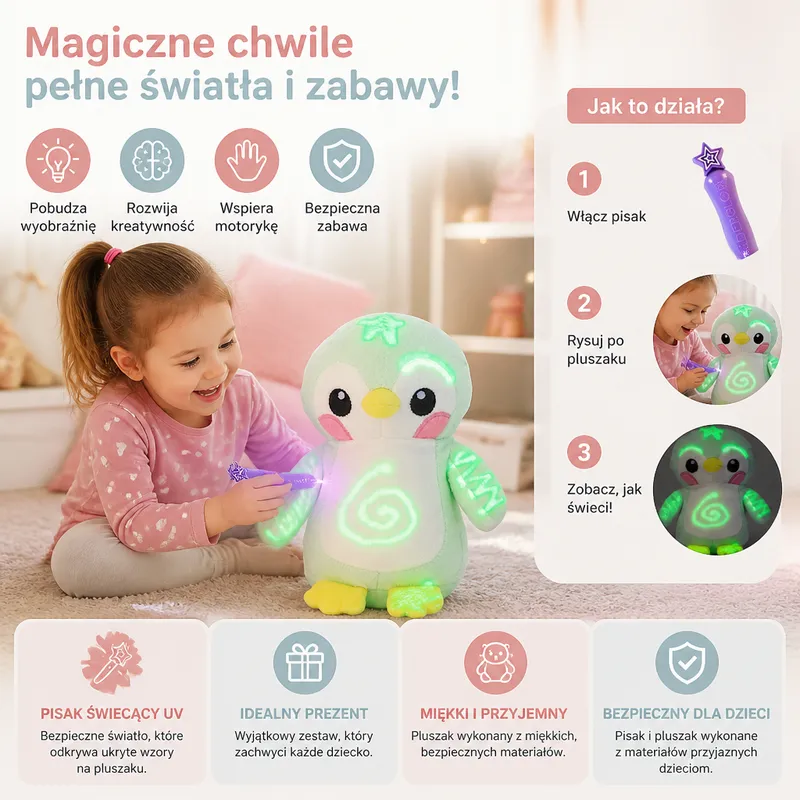 Интерактивна плюшена играчка със светещ писец — снимка 2