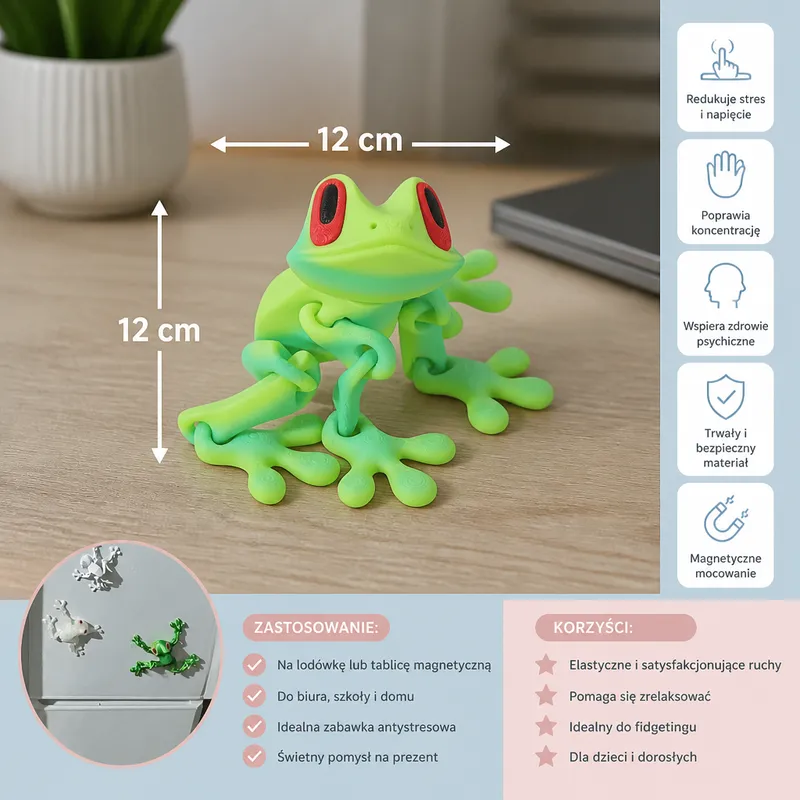 Магнитна антистрес играчка жаба, 3D принт — снимка 4