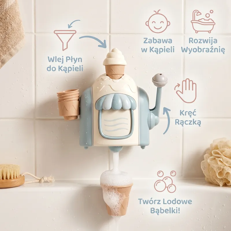 Машина за сладолед с балончета, играчка за баня — снимка 2