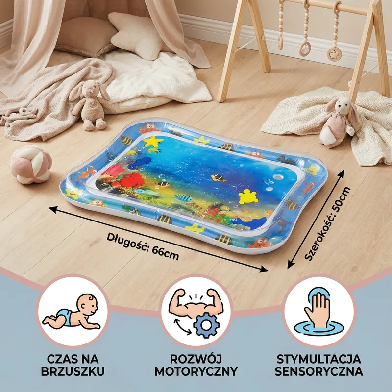 Водна подложка за игра по корем за бебета — снимка 2