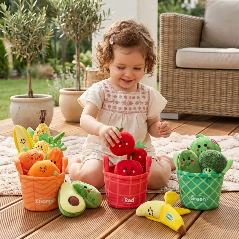 Меки играчки плодове и зеленчуци за сортиране, 4 броя