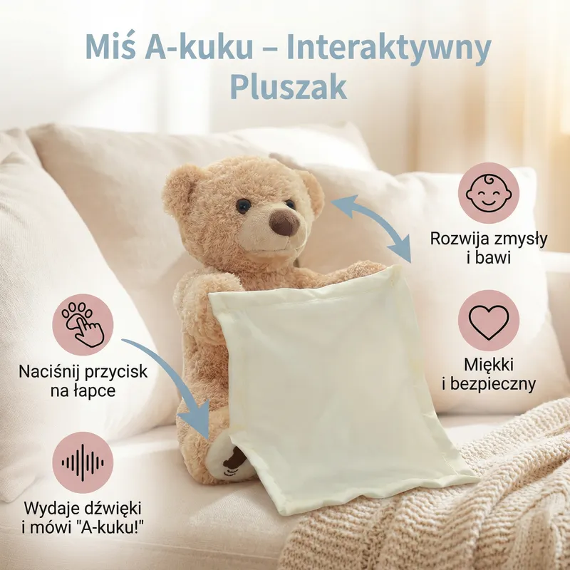 Интерактивна плюшена играчка мече Ку-ку за деца — снимка 2
